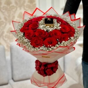 Propose Day Special Rose Bouquet with a Diamond Ring Charm