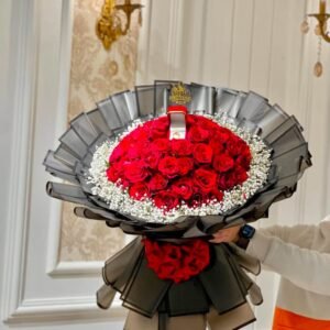 Say Yes! Propose Day Gold Ring Bouquet with Red Roses