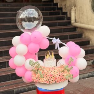 Premium Balloon with Cake Hamper flower Decoration