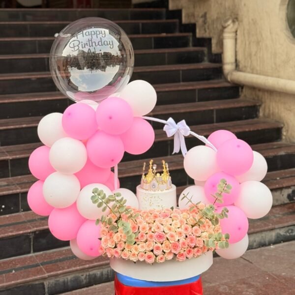 Premium Balloon with Cake Hamper flower Decoration